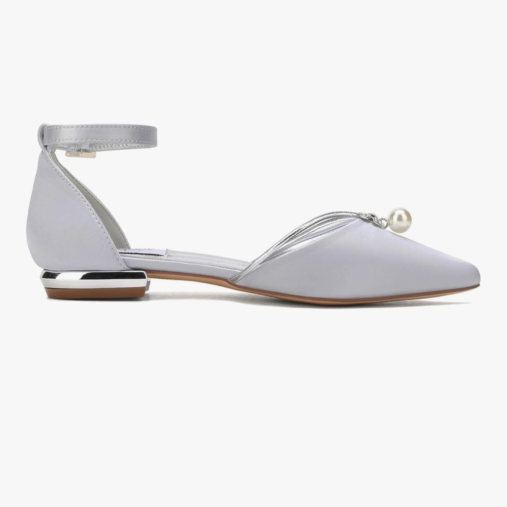 Elegant Silver Women's Ankle Strap Shoes - Picture 3 of 5